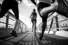 Joggers running outdoors